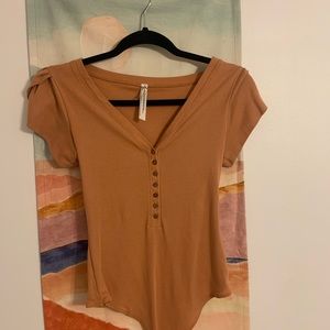 Orange free people bodysuit